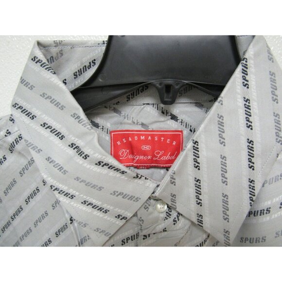 NBA San Antonio Spurs Gray Button Up Dress Shirt XL Long Sleeve Headmaster - Picture 4 of 10